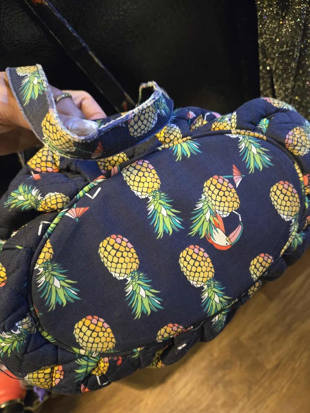 Vera Bradley Navy Quilted Pineapple Tote